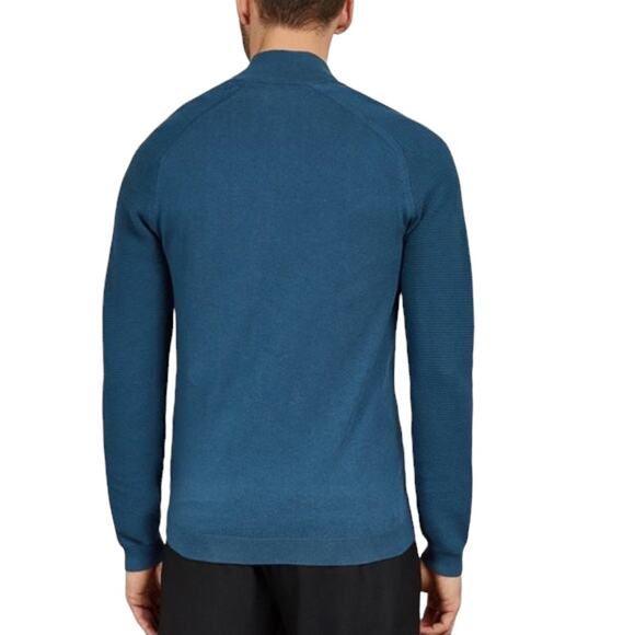 Ted Baker Justrun Teal Link Stitch Funnel Neck Sweater - Picture 3 of 12